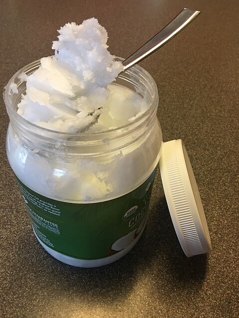 Frasco com óleo de coco Extra-virgem